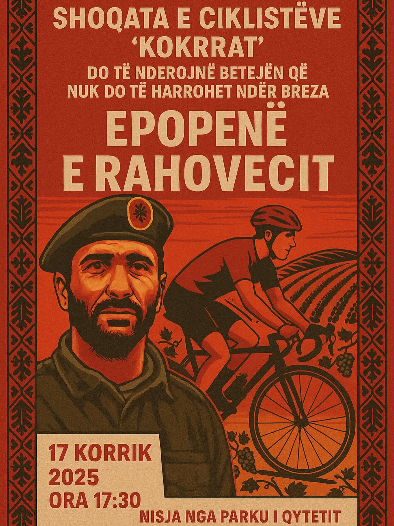 Shoqata “Kokrrat” çiklon për nder të Epopesë së Rahovecit: Me biçikletë për liri dhe kujtim! Shoqata “Kokrrat” çiklon për nder të Epopesë së Rahovecit: Me biçikletë për liri dhe kujtim!